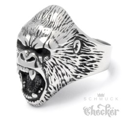 Kleiner King Kong Ring aus Edelstahl Gorilla Monster Affe hochwertiger Herrenring