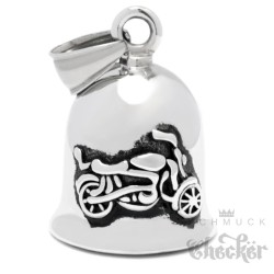 Biker-Bell aus Edelstahl mit Motorrad Chopper Bike Glücksglocke silber poliert