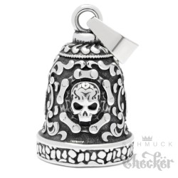 Live to Ride Biker-Bell aus Edelstahl Totenkopf Skull Motorrad Glücksglocke silber