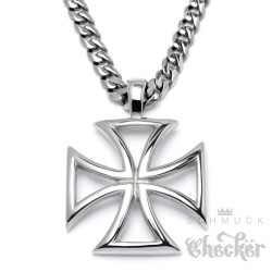 Massiv Edelstahl Herren Anhänger Eisernes Kreuz Iron Cross silber + 60cm Kette