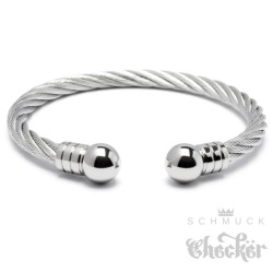 Flexibler Stahlseil Armreif aus Edelstahl silber Damen Herren Geschenk