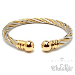 Flexibler Stahlseil Armreif aus Edelstahl silber & gold Damen Herren Geschenk