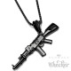Schwarze Kalaschnikow AK-47 Anhänger aus Edelstahl mit Halskette Maschinengewehr Schmuck