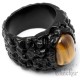 schwarzer Fels mit Tigerauge Edelstahl Ring Stein Damen Herren massiver Klunker