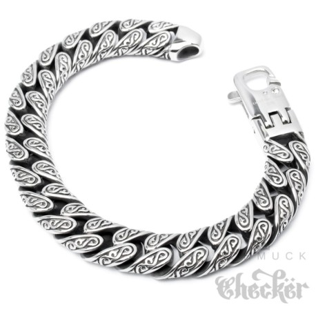 Verziertes Herrenarmband aus Edelstahl mit S-Muster 22cm Hochwertiges Bikerarmband
