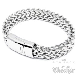 Hochwertiges Fuchsschwanz Herrenarmband aus Edelstahl mit Magnetverschluss silber