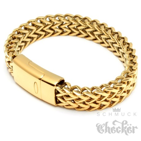 Goldenes Fuchsschwanz Herrenarmband aus Edelstahl mit hochwertigem Magnetverschluss
