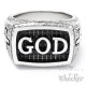 GOD Ring mit 2 Kreuzen aus Edelstahl Christlicher Bikerring Gott Kreuz silber