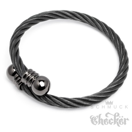 Edelstahl Armreif Damen Herren silber Stahlseil flexibel Geschenk