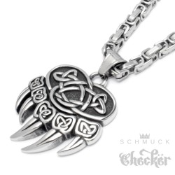 Berserker Anhänger mit Bärentatze nordischer Wikingerschmuck Edelstahl Halskette