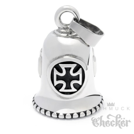 Bikerbell mit 3 Eisernen Kreuzen Glücksglocke aus Edelstahl silber Iron Cross