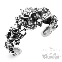 Hochwertiger Edelstahl Herren Armreif Armspange Totenkopf 19 Schädel Biker Rock
