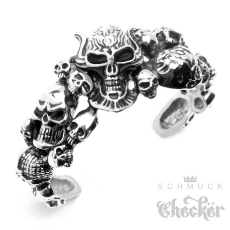 Hochwertiger Edelstahl Herren Armreif Armspange Totenkopf 19 Schädel Biker Rock