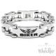 XL Motorradketten-Armband mit 100% BIKER Schild aus massivem Edelstahl Bikerschmuck