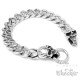 Totenkopf Panzerarmband mit Ringverschluss 316L Edelstahl silber Skull Bikerarmband
