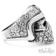 Bikerring maskierter Totenkopf mit Helm & Eisernes Kreuz Outlaw Ring aus Edelstahl