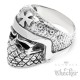 Bikerring maskierter Totenkopf mit Helm & Eisernes Kreuz Outlaw Ring aus Edelstahl