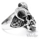 Devil Skull Ring aus Edelstahl Totenkopf mit Hörnern & Lilienkreuz Teufel Bikerring