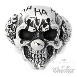 Horror Clown Ring aus Edelstahl Joker Es Killer Psycho Totenkopf silber Herren