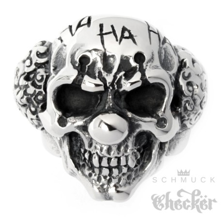 Horror Clown Ring aus Edelstahl Joker Es Killer Psycho Totenkopf silber Herren