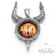 Evil Eye Anhänger mit Hörnern aus 316L Edelstahl Sauron Feuer Auge + Panzerkette