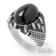 Ring aus Edelstahl mit großem Onyx Stein schwarz silber einigartig Damen Herren