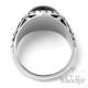 Verzierter Ring mit rundem Onyx Stein schwarz silber Edelstahl Damen Herren Muster