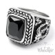 Herrenring mit Onyx Stein & Drache silber schwarz Edelstahl Bikerring Geschenk
