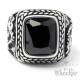 Herrenring mit Onyx Stein & Drache silber schwarz Edelstahl Bikerring Geschenk