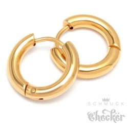 klassische Creolen aus vergoldetem Edelstahl Klapp-Creolen Herren Ohrringe gold