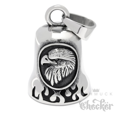 Biker-Bell mit Adler-Kopf aus Edelstahl Motorradfahrer Glücksbringer Guardian Bell