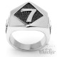 Lucky 7 Ring aus Edelstahl mit Totenköpfen silber Bikerring Glückszahl Seven Skull