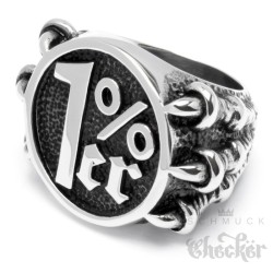 XL Onepercenter Bikerring mit Krallen aus Edelstahl 1%er Ring Klauen Outlaw Rocker