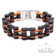 Motorradketten-Armband in Harley-Farben Schwarz Orange Bikerarmband aus Edelstahl