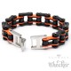 Motorradketten-Armband in Harley-Farben Schwarz Orange Bikerarmband aus Edelstahl