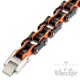 Motorradketten-Armband in Harley-Farben Schwarz Orange Bikerarmband aus Edelstahl