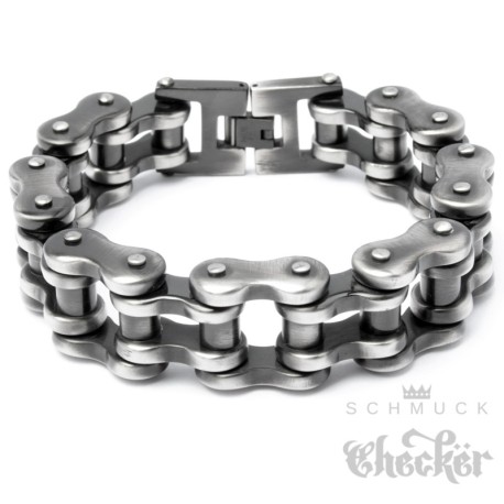 XXL Motorradkette Biker Armband Edelstahl Armkette Grau rustikal groß schwer Harley