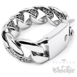 Massives XXL Edelstahl Herren Armband Panzerkette schwer dick Muster Biker