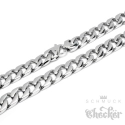 Breite XXL Panzerkette aus Edelstahl Männer Halskette silber hochwertig Bikerschmuck
