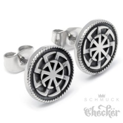 Sonnenrad Ohrstecker aus 316L Edelstahl silber Germanen Wikinger Slawen Ohrringe