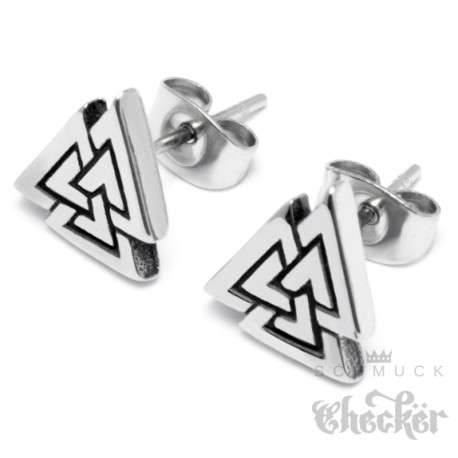 Valknut Ohrstecker aus 316L Edelstahl Wotansknoten Berserker Wikinger Ohrringe