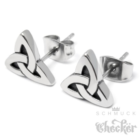 Triqueta Ohrstecker aus 316L Edelstahl silber Kelten Wikinger Schmuck Ohrringe
