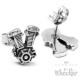 V2 Motorblock Ohrstecker aus 316L Edelstahl Bikerschmuck silber hochwertige Ohrringe