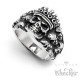Edelstahl Ring silber massiv Totenkopf mit Krone König Skull King Biker Gothic