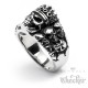 Edelstahl Ring silber massiv Totenkopf mit Krone König Skull King Biker Gothic
