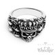 Edelstahl Ring silber massiv Totenkopf mit Krone König Skull King Biker Gothic