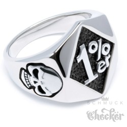 Massiver Edelstahl Ring 1%er Onepercenter Einprozenter Outlaw Gesetzlos Biker 1%