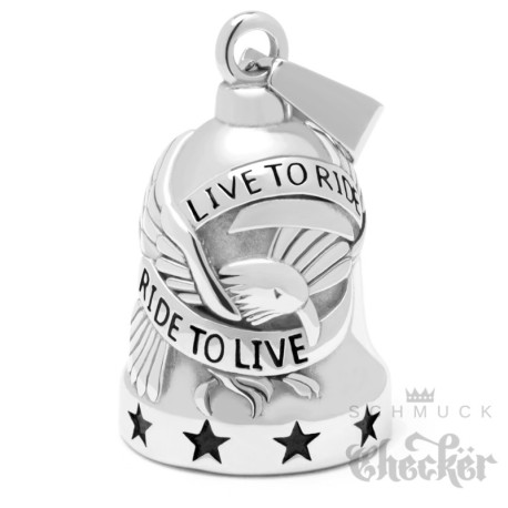 Live to Ride Biker-Bell mit Adler silber poliert Motorrad Edelstahl Glücksglocke