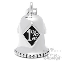 Onepercenter Biker-Bell aus Edelstahl silber gold poliert Einprozenter Glücksglocke