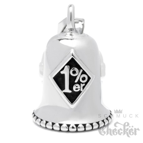 Onepercenter Biker-Bell aus Edelstahl silber gold poliert Einprozenter Glücksglocke